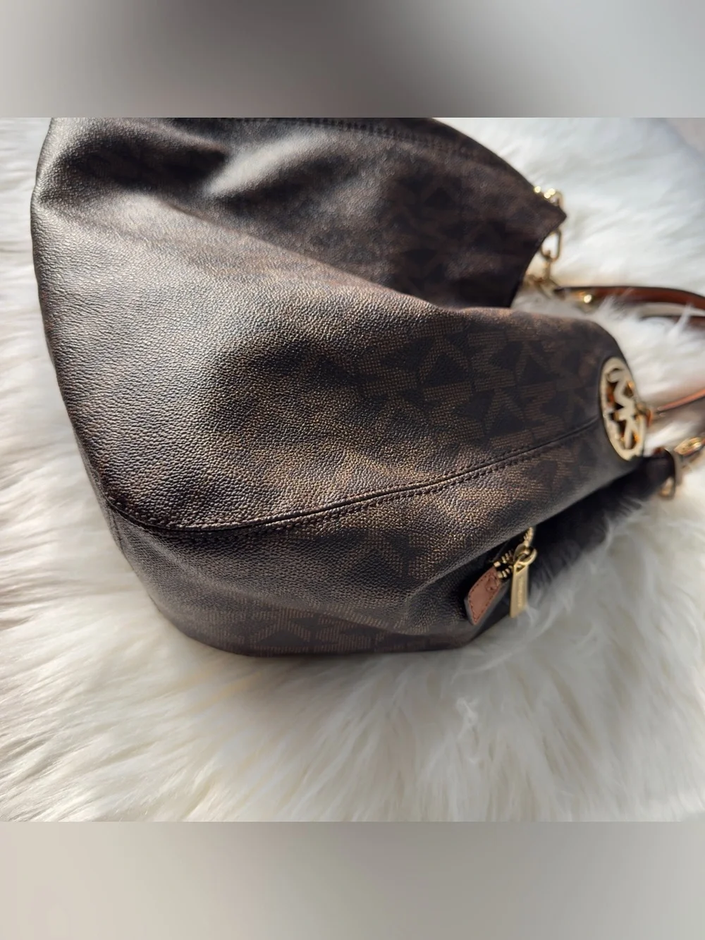 Michael Kors Brown Logo Tote Bag with Gold Hardware